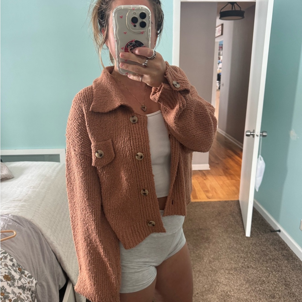 Cozy Brown Knit Cardigan - Picture 2 of 5
